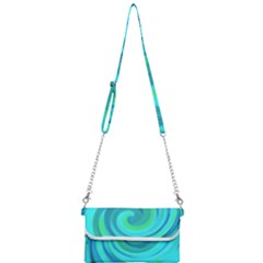 Groovy Cool Abstract Aqua Liquid Art Swirl Painting Mini Crossbody Handbag by myrubiogarden