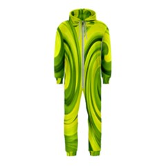 Groovy Abstract Green Liquid Art Swirl Painting Hooded Jumpsuit (kids) by myrubiogarden