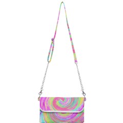 Groovy Abstract Pink And Blue Liquid Swirl Painting Mini Crossbody Handbag by myrubiogarden