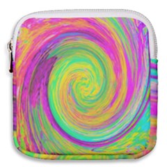 Groovy Abstract Purple And Yellow Liquid Swirl Mini Square Pouch by myrubiogarden