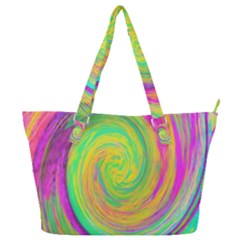 Groovy Abstract Purple And Yellow Liquid Swirl Full Print Shoulder Bag by myrubiogarden