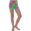 Groovy Abstract Green And Red Lava Liquid Swirl Kids  Lightweight Velour Yoga Shorts View1