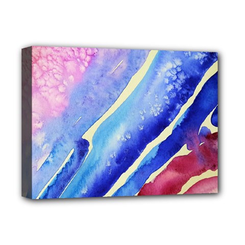 Painting Abstract Blue Pink Spots Deluxe Canvas 16  X 12  (stretched)  by Pakrebo