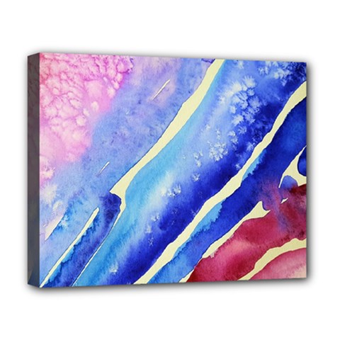 Painting Abstract Blue Pink Spots Deluxe Canvas 20  X 16  (stretched) by Pakrebo