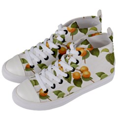 Apricot Fruit Vintage Art Women s Mid-top Canvas Sneakers by Pakrebo