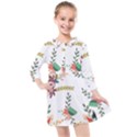 Floral Backdrop Pattern Flower Kids  Quarter Sleeve Shirt Dress View1