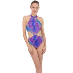 Fractal Artwork Art Design Halter Side Cut Swimsuit