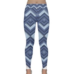 Textile Texture Fabric Zigzag Blue Classic Yoga Leggings by Pakrebo