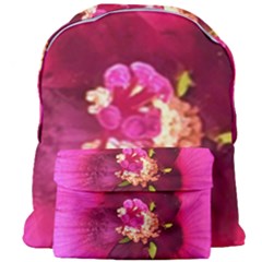 Deep Pink And Crimson Hibiscus Flower Macro Giant Full Print Backpack by myrubiogarden