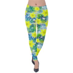 Narcissus Yellow Flowers Winter Velvet Leggings by Pakrebo