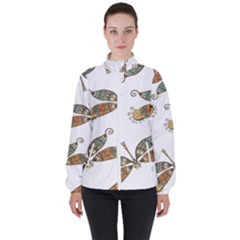 Pattern Dragonfly Background High Neck Windbreaker (women) by Pakrebo