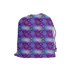 Snow White Blue Purple Tulip Drawstring Pouch (large)