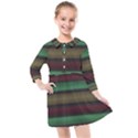 Stripes Green Red Yellow Grey Kids  Quarter Sleeve Shirt Dress View1