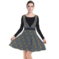 No Step On Snek Pattern Charcoal Dark Gray Background Meme Plunge Pinafore Dress by snek