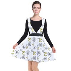 No Step On Snek Do Not Bubble Speech Pattern White Background Meme Plunge Pinafore Dress by snek