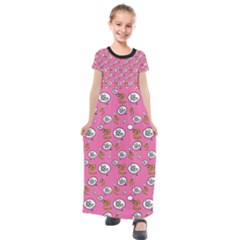 No Step On Snek Do Not Bubble Speech Pattern Pink Background Meme Kids  Short Sleeve Maxi Dress by snek