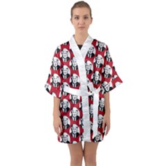 Trump Retro Face Pattern Maga Red Us Patriot Quarter Sleeve Kimono Robe by snek