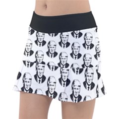 Trump Retro Face Pattern Maga Black And White Us Patriot Tennis Skirt by snek