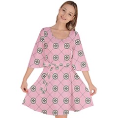 Kekistan Logo Pattern On Pink Background Velour Kimono Dress by snek