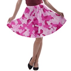 Standard Pink Camouflage Army Military Girl Funny Pattern A-line Skater Skirt by snek