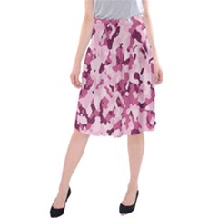 Standard Violet Pink Camouflage Army Military Girl Midi Beach Skirt by snek