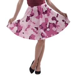 Standard Violet Pink Camouflage Army Military Girl A-line Skater Skirt by snek