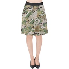 Wood Camouflage Military Army Green Khaki Pattern Velvet High Waist Skirt by snek