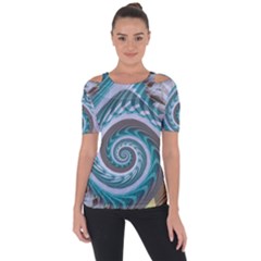 Spiral Fractal Swirl Whirlpool Shoulder Cut Out Short Sleeve Top