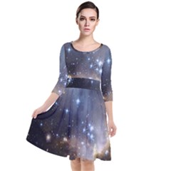 Cosmic Constellation Quarter Sleeve Waist Band Dress by WensdaiAmbrose