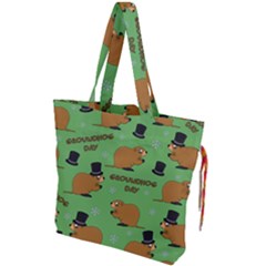 Groundhog Day Pattern Drawstring Tote Bag by Valentinaart