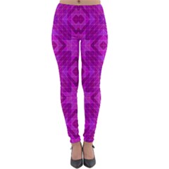 Magenta Mosaic Pattern Triangle Lightweight Velour Leggings by Pakrebo