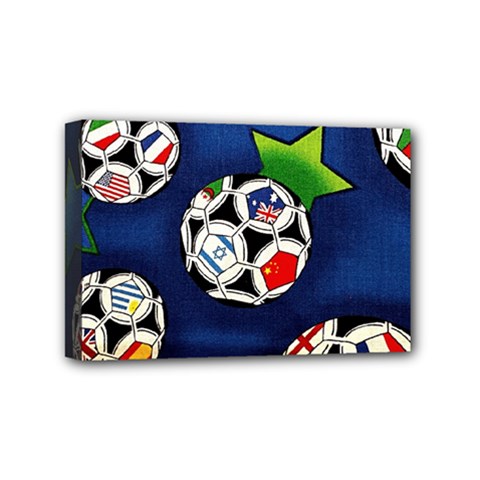 Textile Football Soccer Fabric Mini Canvas 6  X 4  (stretched) by Pakrebo