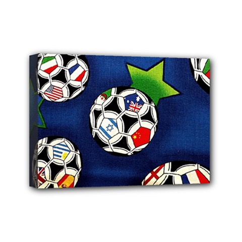 Textile Football Soccer Fabric Mini Canvas 7  X 5  (stretched) by Pakrebo