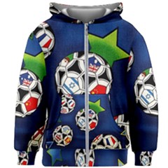 Textile Football Soccer Fabric Kids  Zipper Hoodie Without Drawstring by Pakrebo