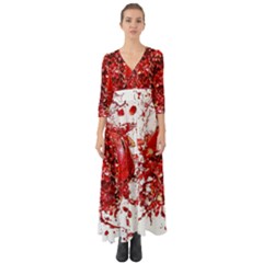 Red Pomegranate Fried Fruit Juice Button Up Boho Maxi Dress by Mariart