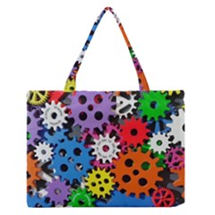 The Gears Are Turning Zipper Medium Tote Bag by WensdaiAmbrose