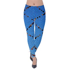 Pattern Structure Background Blue Velvet Leggings by Pakrebo