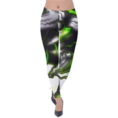 Fractal Green Trumpet Trump Velvet Leggings by Pakrebo