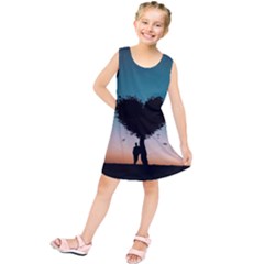 Tree Heart At Sunset Kids  Tunic Dress by WensdaiAmbrose