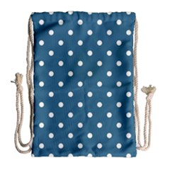 Polka Dot - Turquoise  Drawstring Bag (large) by WensdaiAmbrose