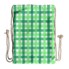 Sweet Pea Green Gingham Drawstring Bag (large) by WensdaiAmbrose