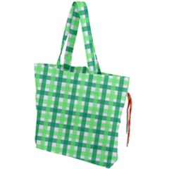 Sweet Pea Green Gingham Drawstring Tote Bag by WensdaiAmbrose