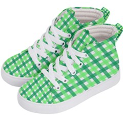 Sweet Pea Green Gingham Kids  Hi-top Skate Sneakers by WensdaiAmbrose