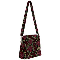 Roses Red Zipper Messenger Bag by WensdaiAmbrose