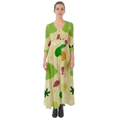 Leaves Background Leaf Button Up Boho Maxi Dress by Mariart