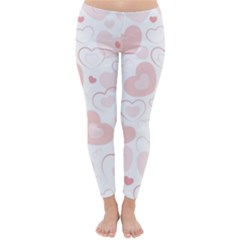 Pastel Pink Hearts Classic Winter Leggings by retrotoomoderndesigns