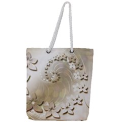 Flora Flowers Background Leaf Full Print Rope Handle Tote (large) by Mariart