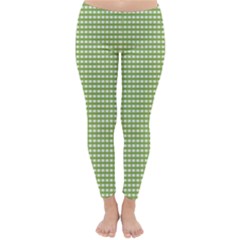 Green Gingham Classic Winter Leggings by retrotoomoderndesigns