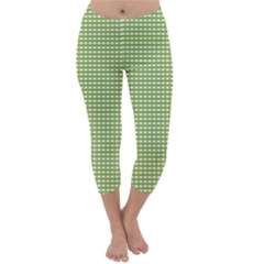 Green Gingham Capri Winter Leggings  by retrotoomoderndesigns