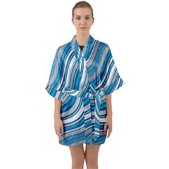 Blue Wave Surges On Quarter Sleeve Kimono Robe by WensdaiAmbrose